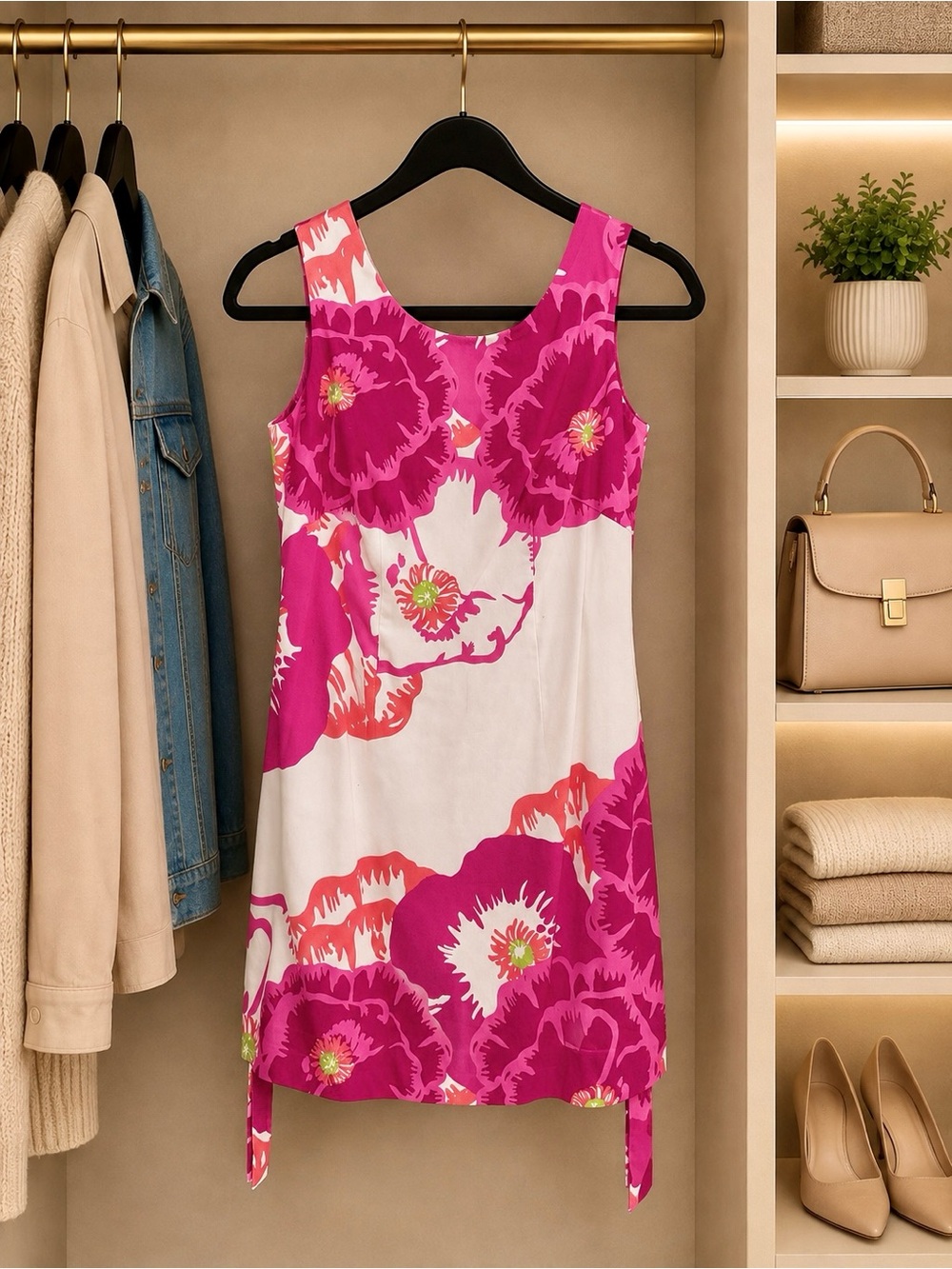 Lilly Pulitzer Pink & White Floral Sleeveless Shift Dress